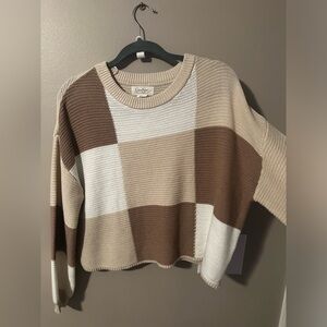 Jessica Simpson Cropped Checker-Print Sweater